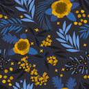 Voguish Dark Blue Wallpaper with Yellow Flowers Smart