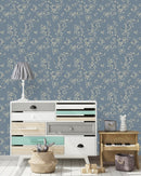 Contemporary Grey Floral Wallpaper Tasteful