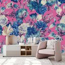Fashionable Modern Pink Wallpaper with Flowers