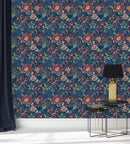 Blue Indian Pattern Wallpaper