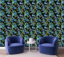 Contemporary Little Blue Flowers Wallpaper Tasteful