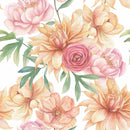 Voguish White Wallpaper with Flowers Fashionable High-Quality