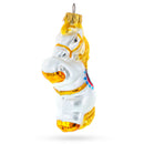 Circus Horse with Blue Saddle Glass Christmas Ornament