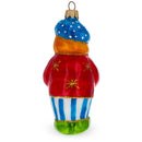 Circus Clown Holding Flowers Glass Christmas Ornament
