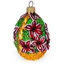 Red Flowers Bouquet Basket Glass Christmas Ornament
