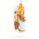 Guardian Angel Playing Mandolin Glass Christmas Ornament