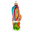Colorful Rooster Glass Christmas Ornament