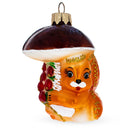 Squirrel Under Mushroom Glass Christmas Ornament