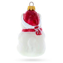 White Cat with Red Scarf Glass Christmas Ornament