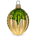 Pumpkin with Leaf Glass Christmas Ornament