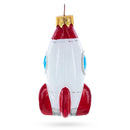 Retro Space Rocket Glass Christmas Ornament