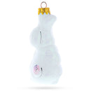 Whimsical White Bunny with Pink Ears Glass Christmas Ornament