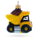 Construction Dump Truck Glass Christmas Ornament