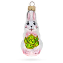 Bunny with Cabbage Glass Christmas Ornament