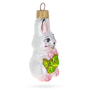 Bunny with Cabbage Glass Christmas Ornament