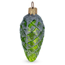Green Pinecone with Silver Glitter Glass Christmas Ornament