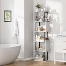 Five Tier Bookshelf White Bookcase Living Room Furniture