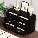 Modern 3 Drawer Bedroom Chest of Drawers with 6 Drawers Dresser, Clothes Organizer -Metal Pulls for Living Room, Bedroom, Hallway, Black,47.6" x 15.7" x 28.9"