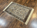 Turkish Kayseri Silk Rug 3x5, Tree of Life Silk Oriental Carpet, Birds Persian Vase Design, Hand Knotted Vintage Fine Rug, 340 KPSI