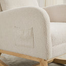 25.4'W Ivory Rocking Chair for Nursery, High Back Glider with Retractable Footrest, Boucle Upholstery, Rubber Wood Legs