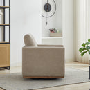 Modern Square Upholstered Swivel Accent Chair 360 Degree Lounge Armchair Taupe Chenille 30.7'W