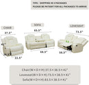 Living Room Set Leather Sofa Power Recliner Creamy White