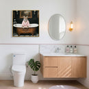Tiger In Bathtub Wall Art Print Poster, Bathroom Decor Posters Prints For Restroom - Pink / White