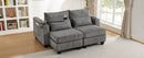 Convertible Chaise Lounge 63' Loveseat Sofa Bed with USB Ports, Cup Holders, Phone Holder, Ample Storage, Grey Corduroy