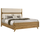 Bennett 78-inch California King Upholstered Panel Bed Cream and Light Oak