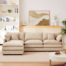 Modular L-Shaped Sectional Sofa Set with Movable Ottoman, Chenille, Coffee, 105 Inches