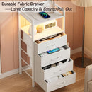White Nightstand With Charging Station And RGB LED Lighting