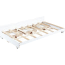 Twin Size Bed with Headboard, Footboard, Trundle and Three Storage Drawers, Twin Size Pine Wood Bed with Headboard, Footboard,White