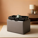 Gray Storage Ottoman With Reversible Tray Top Modern Design