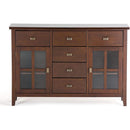 Pine Wood Sideboard Buffet Russet Brown Adjustable Shelves
