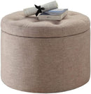 Round Shoe Ottoman Tan Fabric 12 Compartment Storage