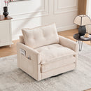 UNITED WE WIN Swivel Barrel Chair - Mid Century Modern Chair, Thick Padded Arm Chair with Solid Metal Base, Comfortable Single Sofa Chair, Swivel Accent Chair for Living Room Bedroom
