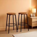 Bar Height Stools Set Of 2 With Footrest Rustic Brown