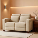 Beige Fabric Wall Hugger Power Loveseat Recliner USB