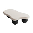 47 Inch Cloud Shaped Coffee Table with 3 Ball Legs for Living Room, White Top Black Legs