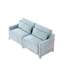 Elegant Two-Seater Chenille Fabric Sofa with Ergonomic Design and Lumbar Pillows in Sky Blue