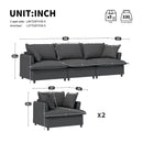 Modular Chenille Sectional Couch Sofa Set with Upholstered 3 Seater and 2 Armchairs in Gray