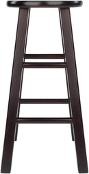 Espresso Counter Stool Set 2 Piece Solid Wood 24 Inch