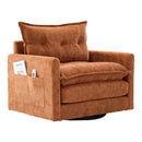 UNITED WE WIN Swivel Barrel Chair - Mid Century Modern Chair, Thick Padded Arm Chair with Solid Metal Base, Comfortable Single Sofa Chair, Swivel Accent Chair for Living Room Bedroom