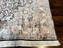 Silk Indian Kashmiri Rug 8x10, Floral Medallion, Indo Persian Carpet, Handmade Vintage Silk Rug