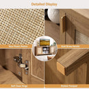 Boho Rattan TV Stand With Adjustable Shelves 59 Inch Oak