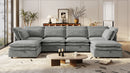 U_Style Double-Layer Cushion Modern Large U-Shaped Modular Sofa, Freely Combinable 6-Seater with Storage Function, Convertible to Sofa Bed, Perfect for Living Rooms, Offices, and Apartments