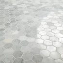 Carrara White Hexagon 12"x12" Polished Marble Mesh-Mounted Mosaic Floor and Wall Tile 2" Hexagon -MSI Collection