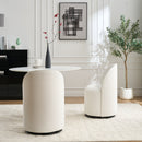 Set Of 1 Upholstered Kitchen & Dining Room Barrel Chair, Mid Century Modern Round Velvet Dining Chair, 360 Degree Swivel Comfy Armless Accent Makeup Vanity Side Chair for Bedroom Living Room
