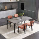Modern Dining Room Chairs Set of 2, Mid-Century Upholstered Boucle Kitchen Dining Chairs with Black Metal Legs