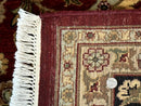 Indian Agra Rug 10x14, Traditional Oriental Carpet, Room Sized Wool Area Rug, Floral, Maroon